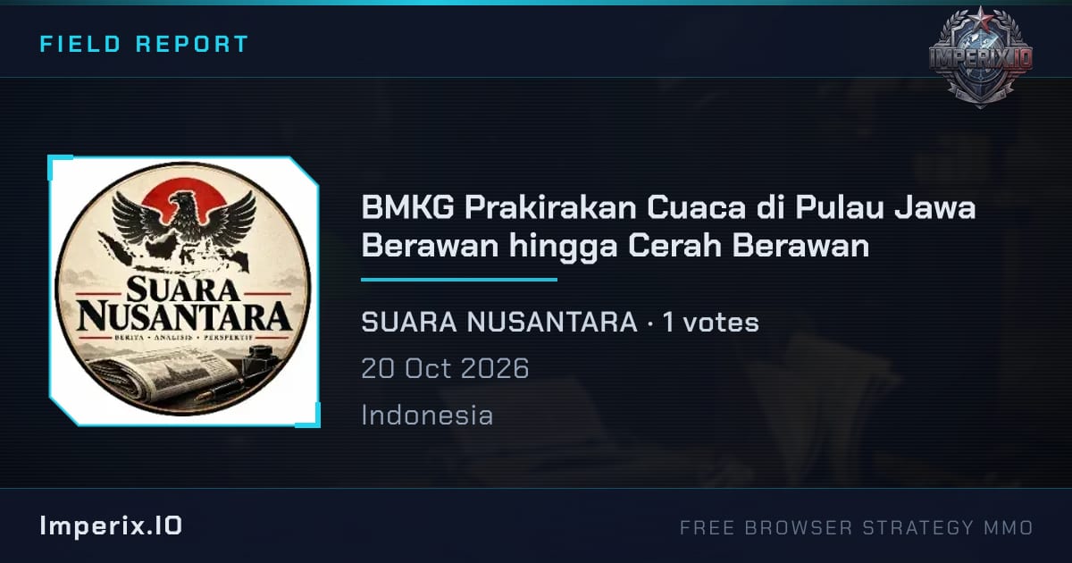BMKG Prakirakan Cuaca di Pulau Jawa Berawan hingga Cerah Berawan - Imperix